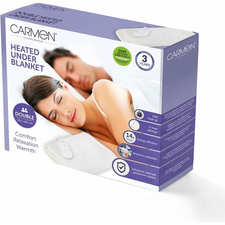 Gadget Man Ireland - Carmen C81193 Double Heated Under Blanket with Overheat Protection - White