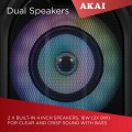 Gadget Man Ireland -  AKAI A58207 Vibes Portable Dual 4” Party Speakers with Bluetooth Connectivity, Ring Light Design, Black
