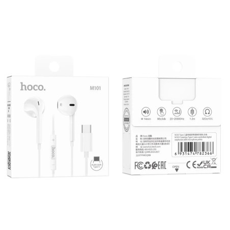 Gadget Man Ireland Hoco M101 Crystal Joy Type-C Wired Earphone White
