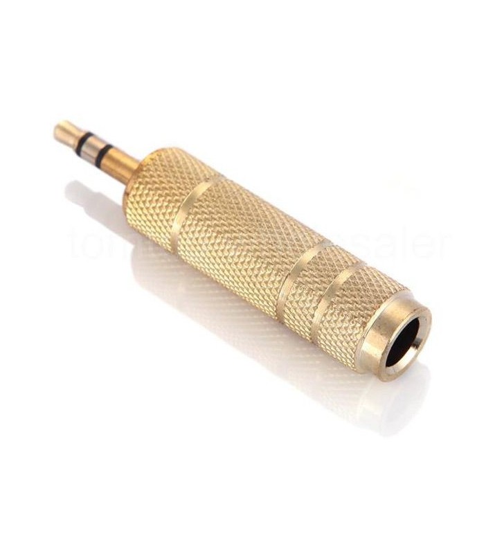 Gold 6.5mm Female to 3.5mm Male Microphone Headphone AUX Audio Jack Adapter Convertor Plug