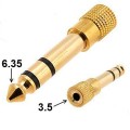 Microphone 3.5mm Male to 6.5mm Female Audio Adapter Gold