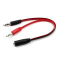 3.5mm Female to Dual Male Mic Audio Y Splitter Cable Extension AUX Cord
