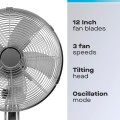 Gadget Man Ireland  -12 Oscillating 3-Speed Chrome Fan