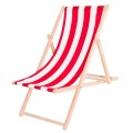 Wooden Deck Chair | Red & White - Gadget Man Ireland
