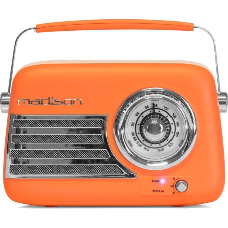 Madison Retro FM Bluetooth Radio (Orange) - Gadget Man Ireland
