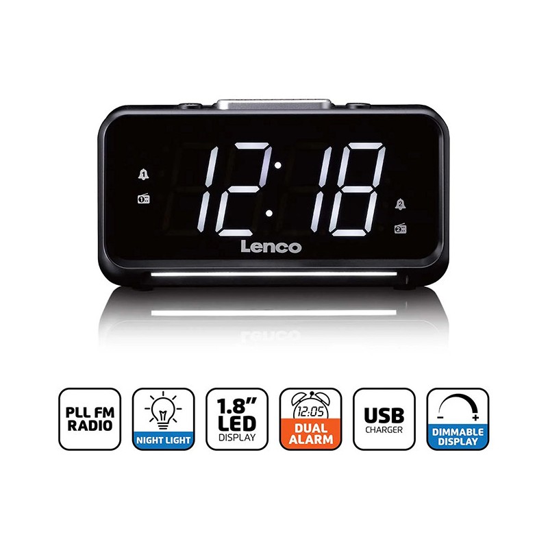 LENCO CR-28BK Clock Radio with Dimmer - Gadget Man Ireland