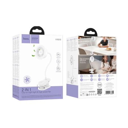 HOCO HX610 2-in-1 Clip-on Fan with Night Light | Gadget Man Ireland