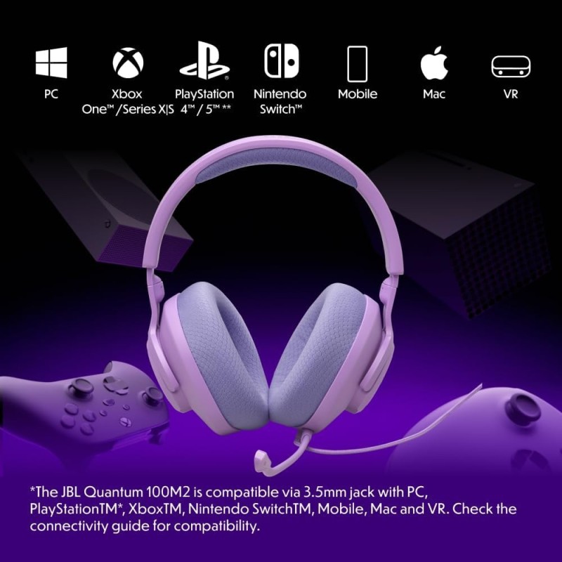 JBL Quantum 100M2 Wired Gaming Headset/Violet - Gadget Man Ireland