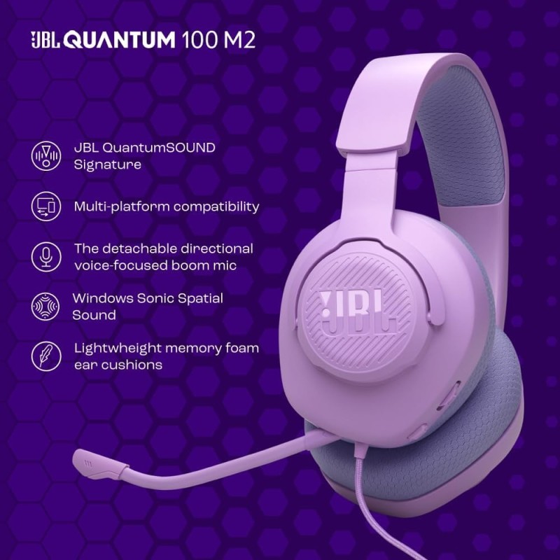 JBL Quantum 100M2 Wired Gaming Headset/Violet - Gadget Man Ireland