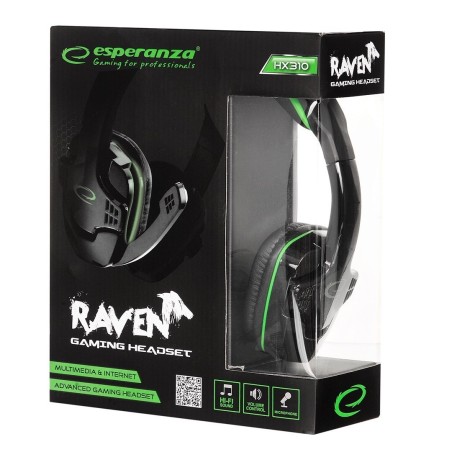Esperanza HX310 Raven Gaming Headset | Green & Black | Gadget Man