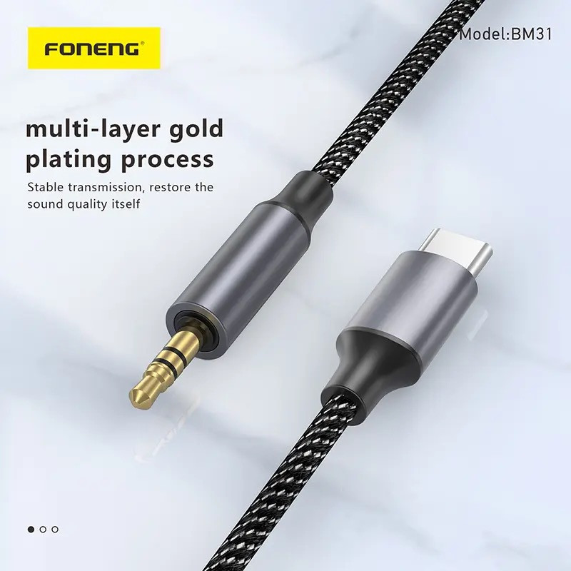 Foneng BM31 Type-C to 3.5mm Male Aux Audio Cable 1m | Gadget Man Ireland