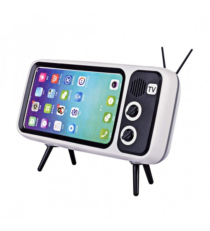 Retro TV Phone Holder with Bluetooth Speaker