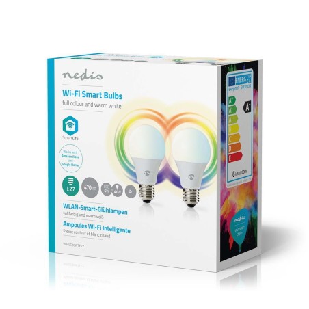WiFi Smart LED Bulbs | Full Colour and Warm White | E27 | 2 pack