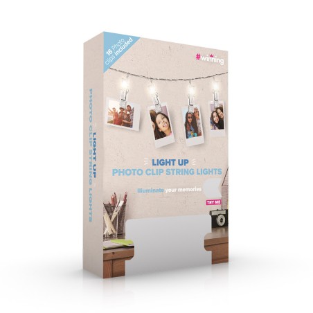 LED Photo Clip String Lights - 16 Warm LED Light-Up Clips