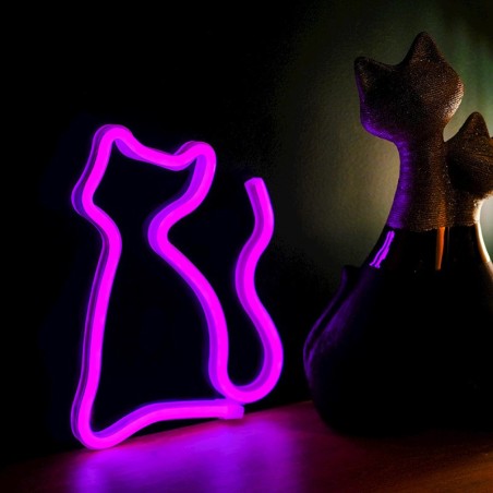 Neon LED Light Cat - Pink Bat | Unique USB-Powered Neon Decor | Gadget Man