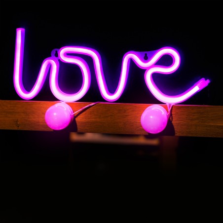 Forever Light Neon LED Love Pink - USB and Battery-Powered Decorative Sign