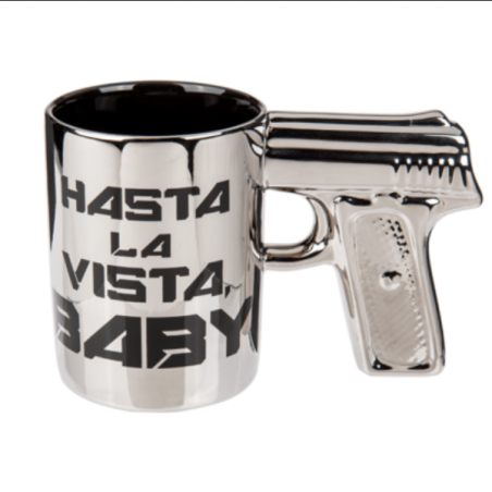 Gadget Man's Silver Mug with Pistol Grip – Elevate Your Coffee Experience