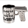 Gadget Man's Silver Mug with Pistol Grip – Elevate Your Coffee Experience